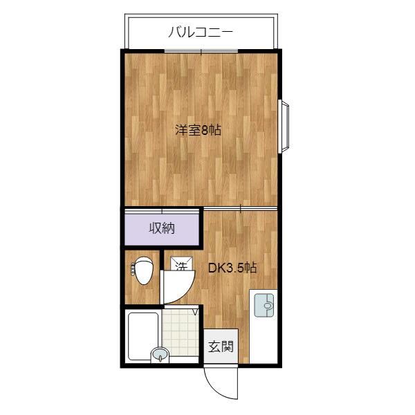 リリックスA(1DK/1階)の間取り写真