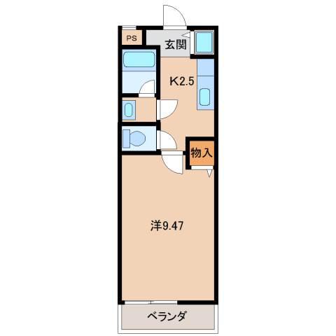 フジパレス太田(1K/2階)の間取り写真