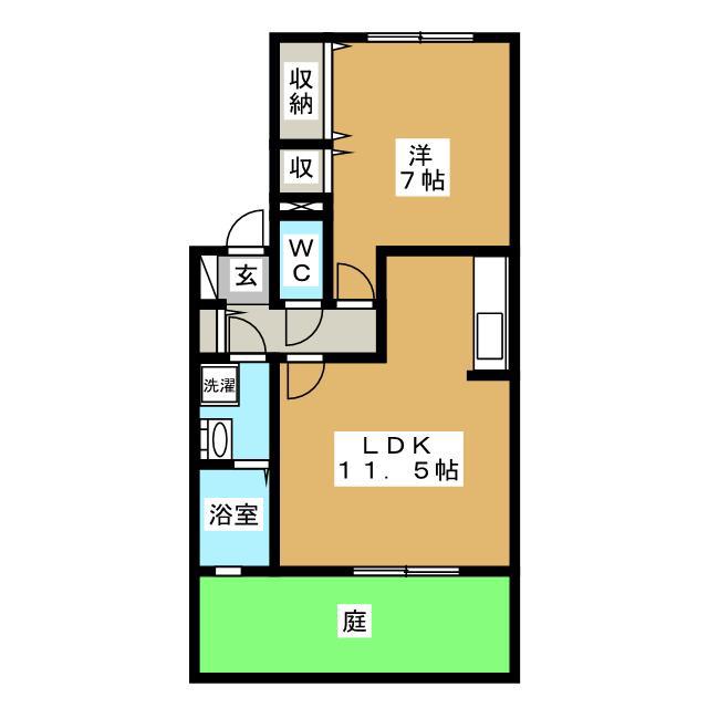 マシェリS(1LDK/1階)の間取り写真