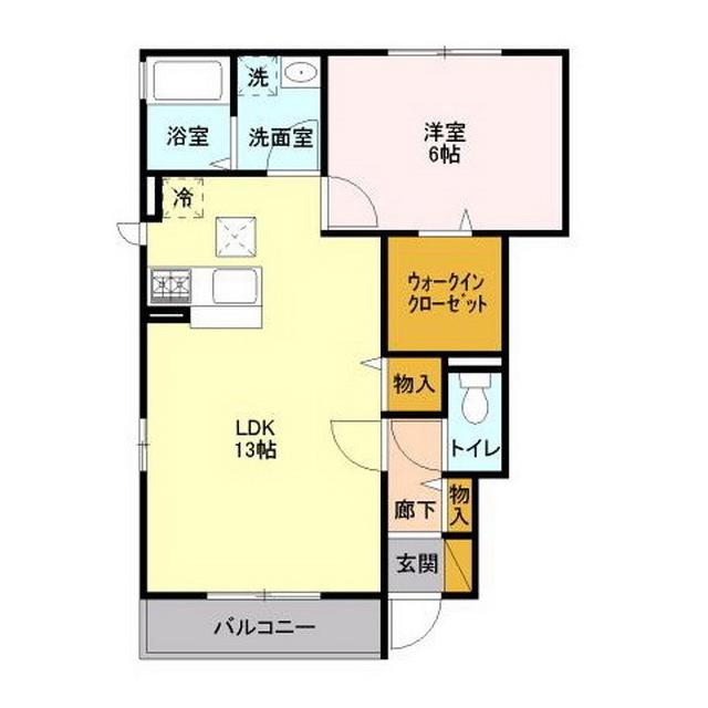 ヴァレンティーナB(1LDK/1階)の間取り写真
