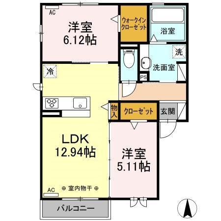 セジュールコルザック(2LDK/2階)の間取り写真