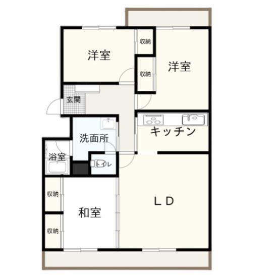 グランシエロ白石(3LDK/2階)の間取り写真