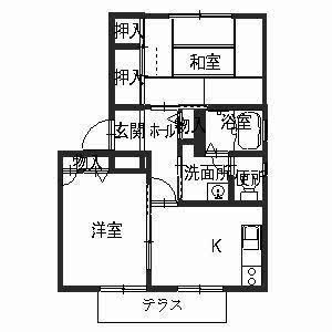 メゾンソレーユIII(2K/1階)の間取り写真