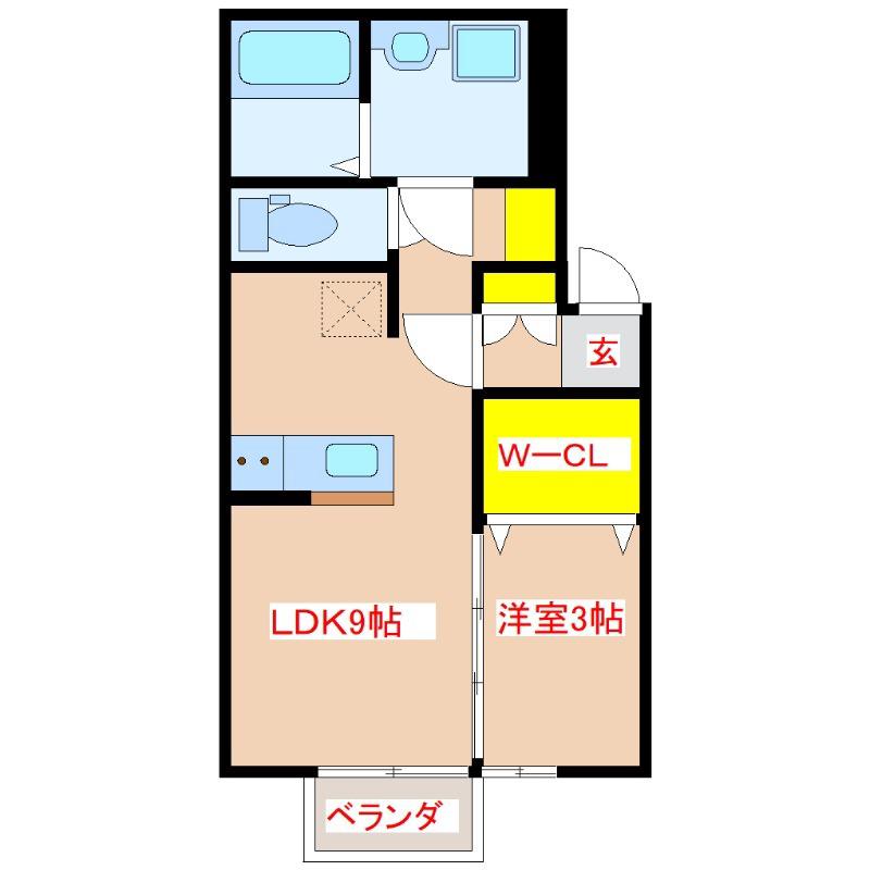 PRENDREIII(1LDK/2階)の間取り写真