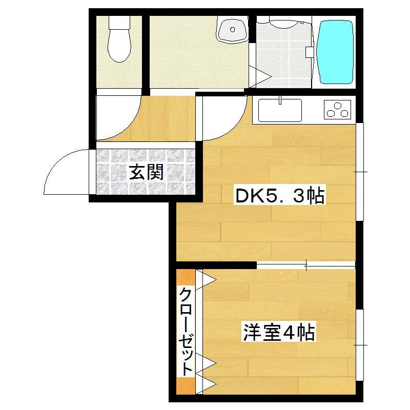 ジャルダン苗津(1DK/1階)の間取り写真