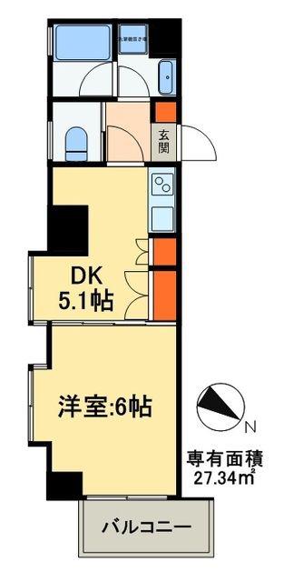 アーク松戸中央公園(1DK/2階)の間取り写真