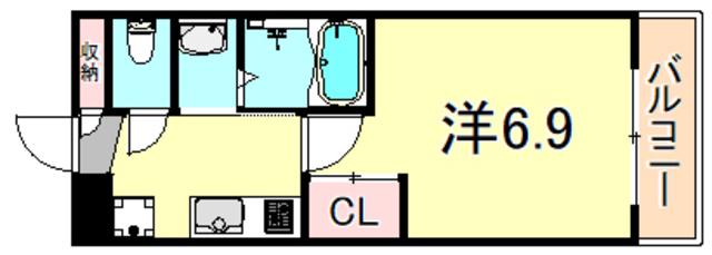 LUXE塚口(1K/8階)の間取り写真