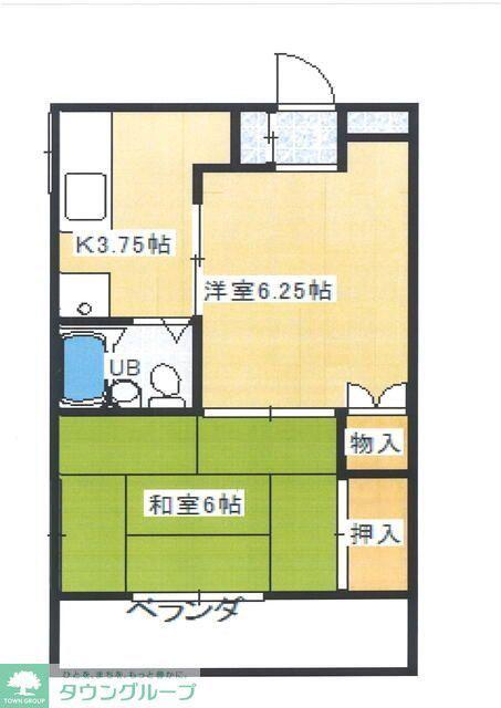 サンビレッジ東越谷(2K/1階)の間取り写真