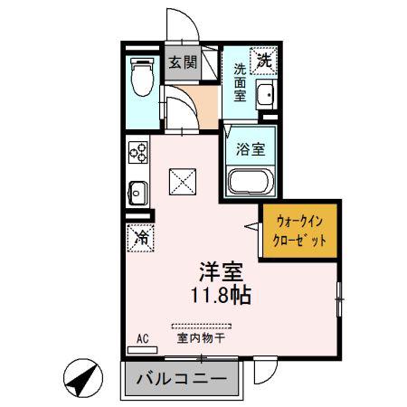 プランドール片山(ワンルーム/1階)の間取り写真