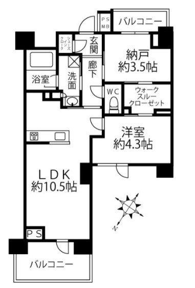 クリオラベルヴィ横濱サウス(1LDK/3階)の間取り写真