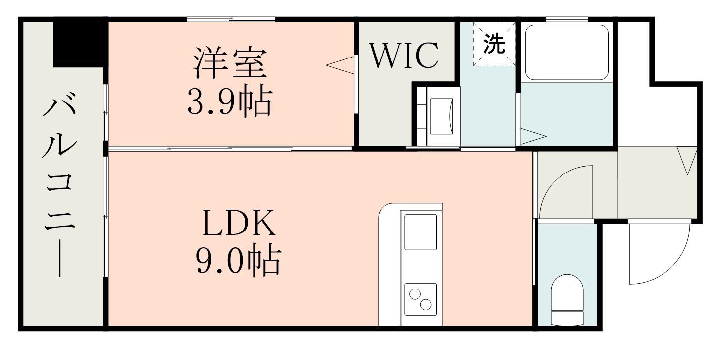 クレアグレイス荒田II(1LDK/4階)の間取り写真