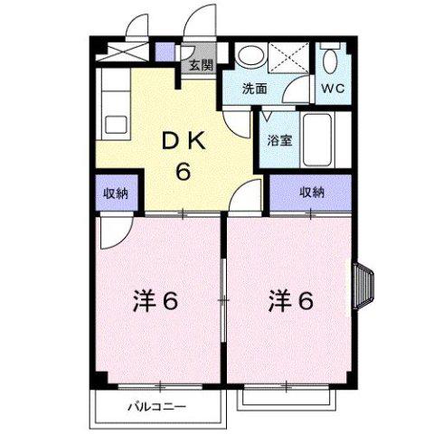 ハートフル・スクエア(2DK/1階)の間取り写真