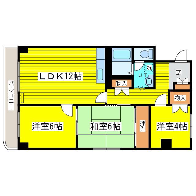ビレッジ南元町(3LDK/3階)の間取り写真