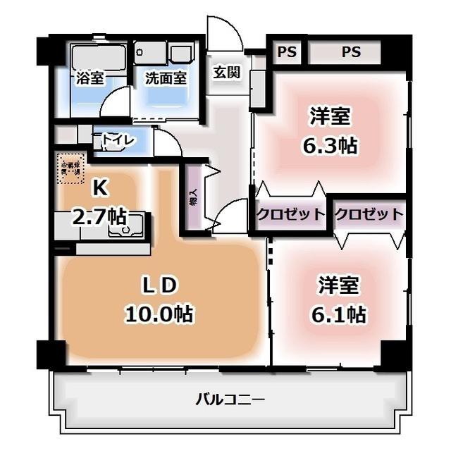 ハイウッド(2LDK/5階)の間取り写真