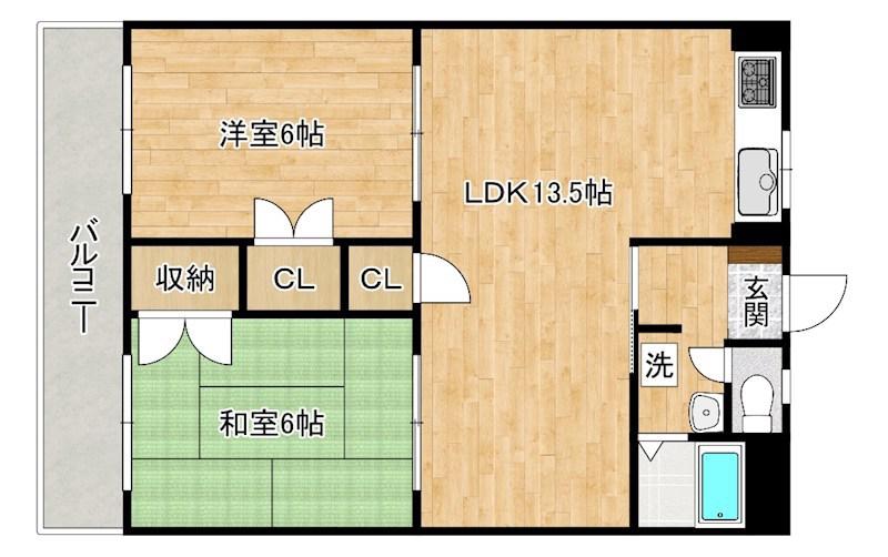 PLイースト曽根(2LDK/3階)の間取り写真