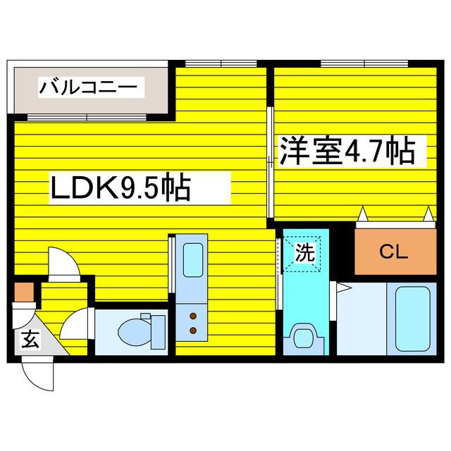 CREDIBLE(1LDK/1階)の間取り写真