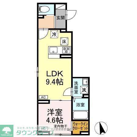 セレスティア青井(1LDK/1階)の間取り写真