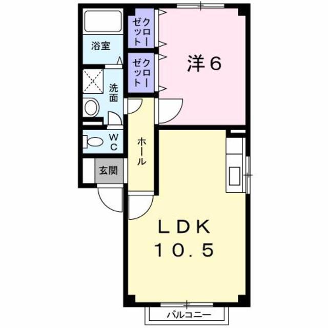 エクセレントときめき(1LDK/1階)の間取り写真