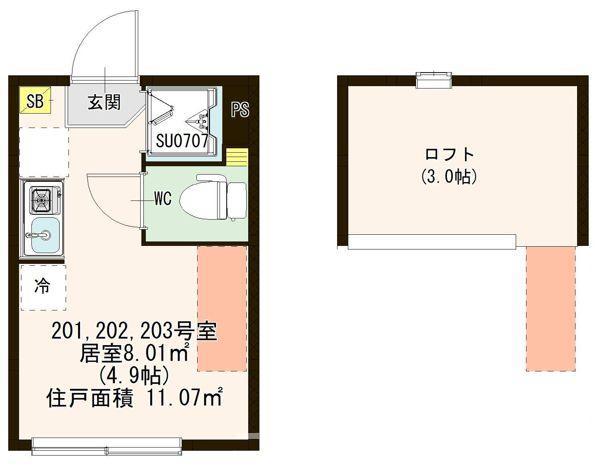 コンフォール板橋(ワンルーム/2階)の間取り写真
