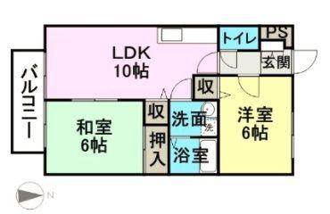 サンガーデン舞原A(2LDK/2階)の間取り写真