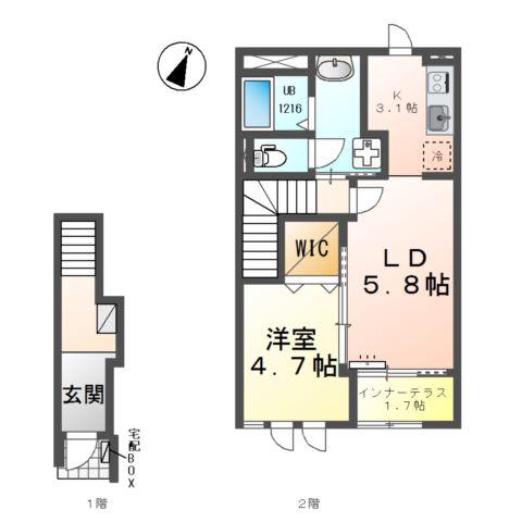 グレイス マーサ(1LDK/2階)の間取り写真