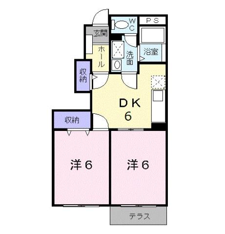 シャポー ルージュM(2DK/1階)の間取り写真
