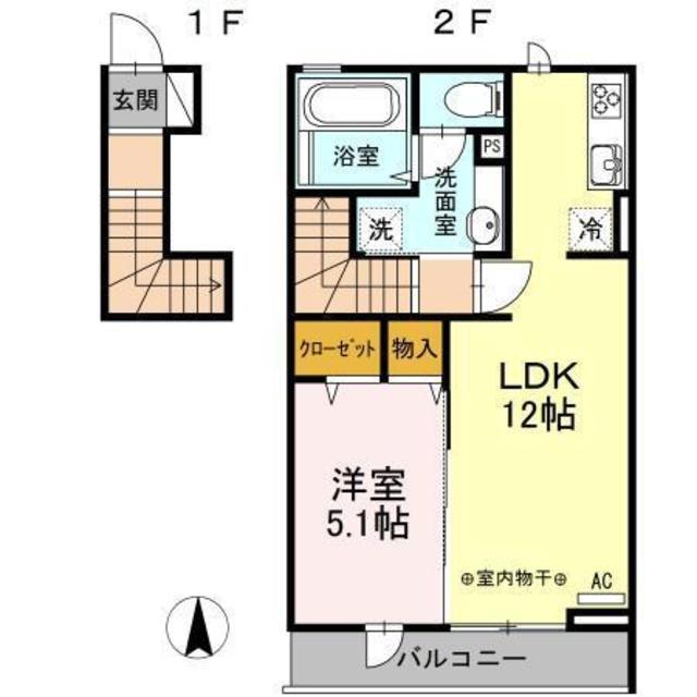 グラン ベル(1LDK/2階)の間取り写真