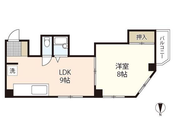 HAL十日市(1LDK/2階)の間取り写真