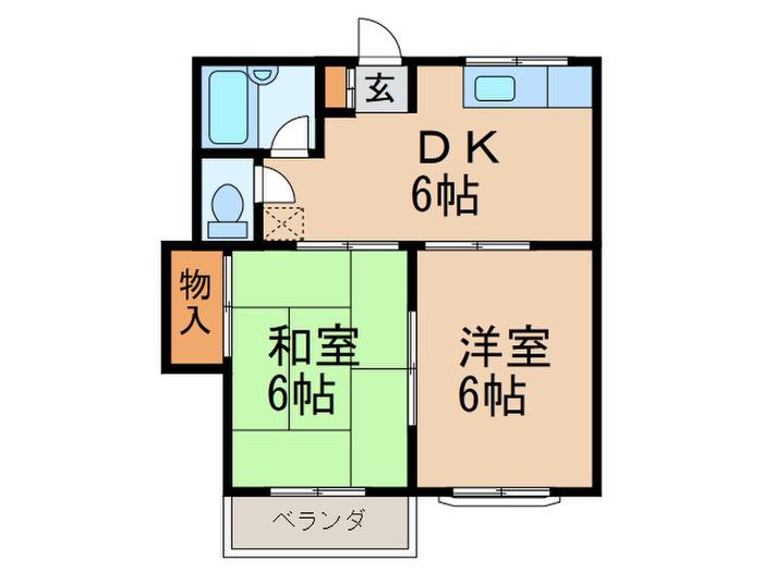 キャッスル上野(2DK/2階)の間取り写真