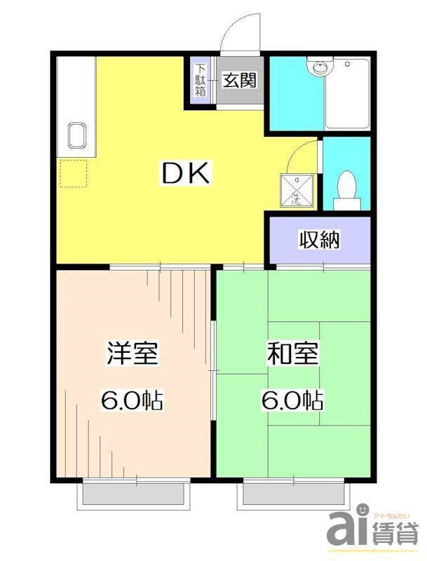 コートいずみ(2DK/2階)の間取り写真