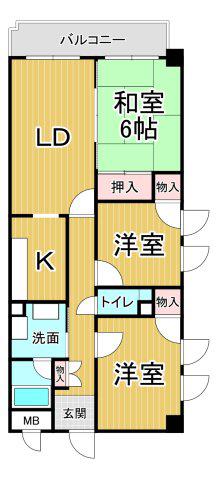 パルテールセツヨウ(3LDK/1階)の間取り写真