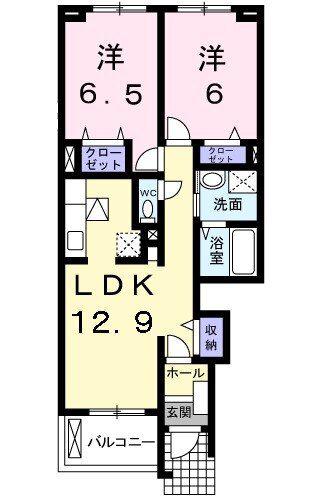 ヴィエレガントII(2LDK/1階)の間取り写真