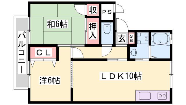 パークサイドツクダ(2LDK/1階)の間取り写真