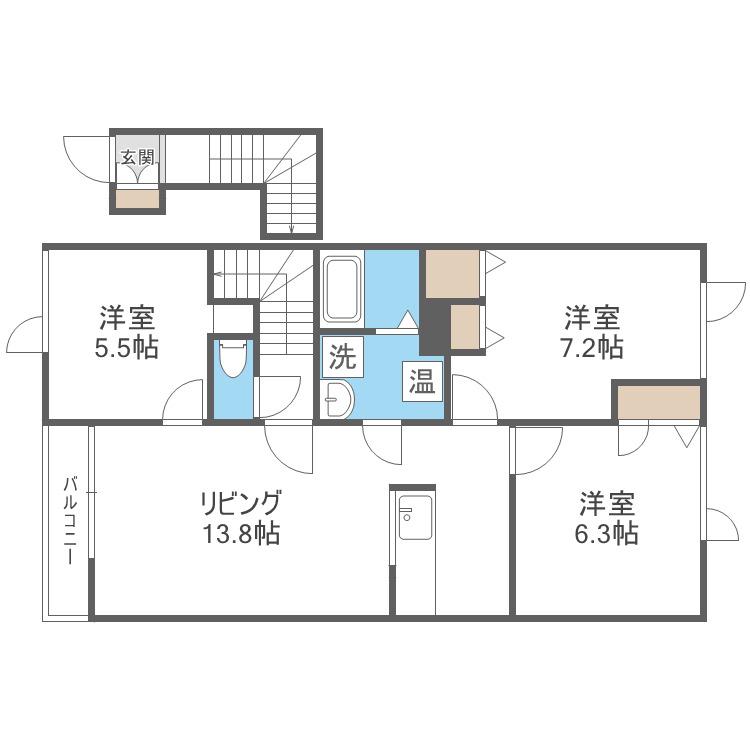 エコビレッジI(3LDK/1階)の間取り写真