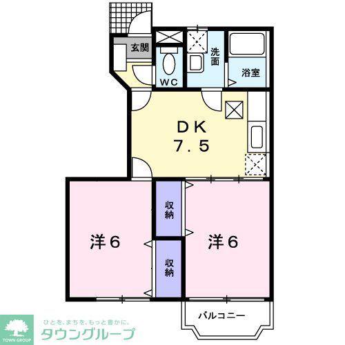 アヴェニール・K(2DK/1階)の間取り写真