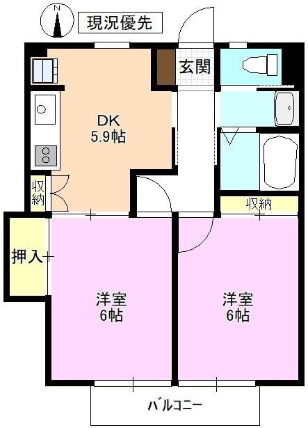 RICH21(2DK/2階)の間取り写真