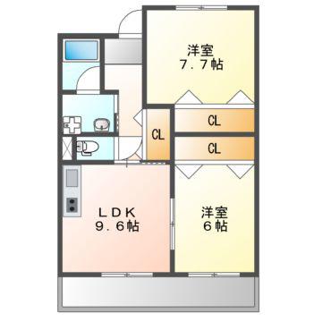 I CUBU 南千里(2LDK/6階)の間取り写真