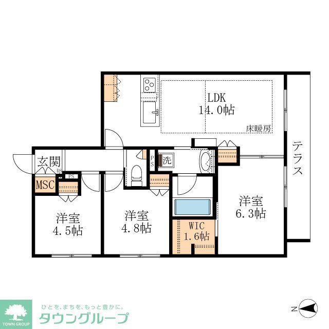 HEBEL MAISON 徳川園(3LDK/3階)の間取り写真