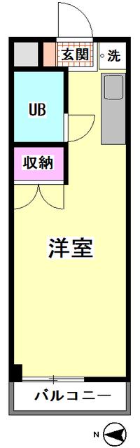 ぐらんぺーる千鳥(ワンルーム/1階)の間取り写真