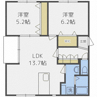 月寒イースト(2LDK/3階)の間取り写真