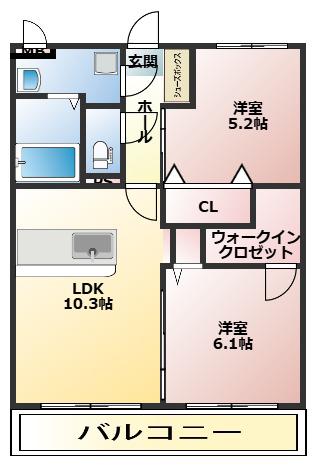 THE・GARDEN(2LDK/2階)の間取り写真