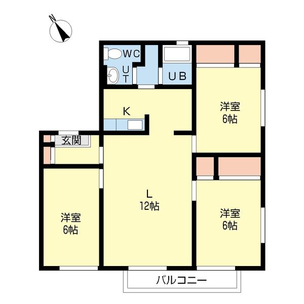 ウィンディアII(3LDK/2階)の間取り写真