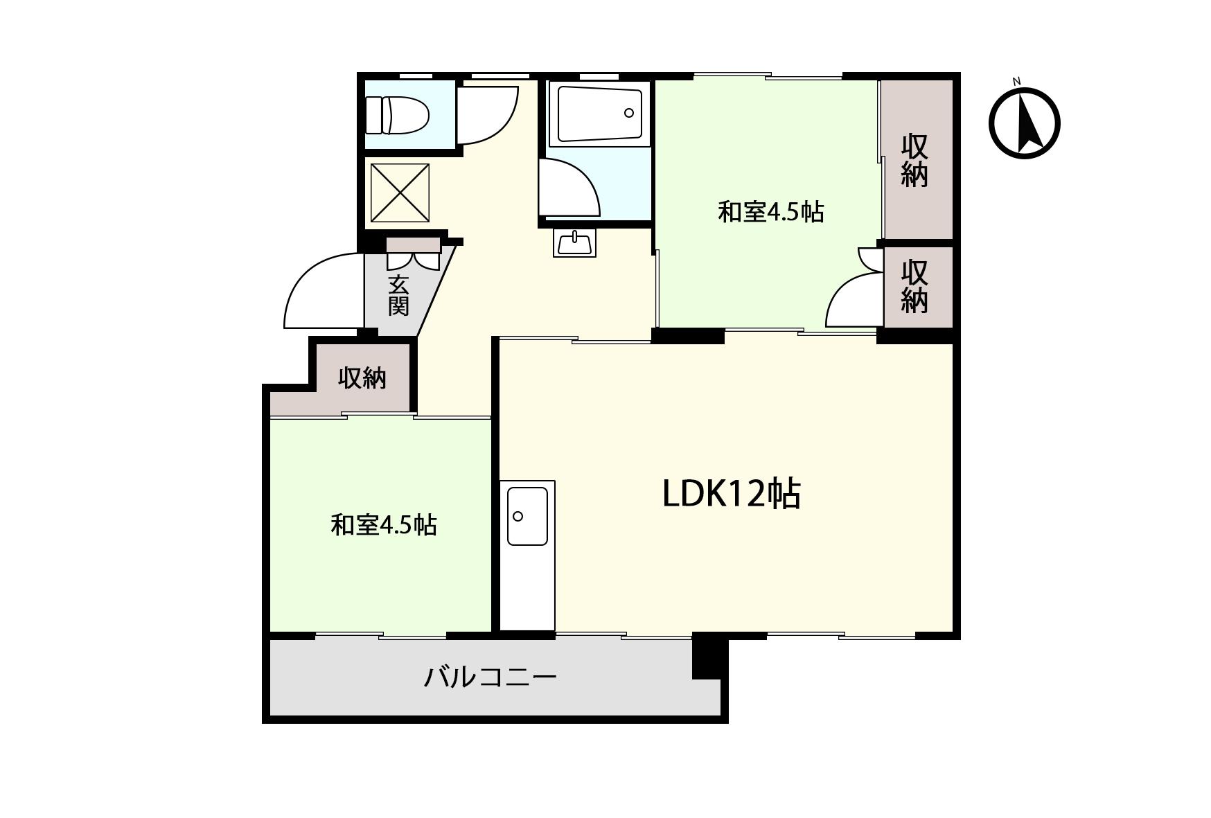 アシスト第5青森マンション(2LDK/2階)の間取り写真