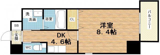 オアシス梅田(1DK/9階)の間取り写真