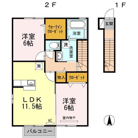 グランモア A・B・C棟(2LDK/2階)の間取り写真