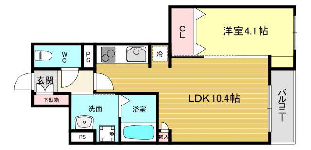SHELL POOL V(1LDK/2階)の間取り写真