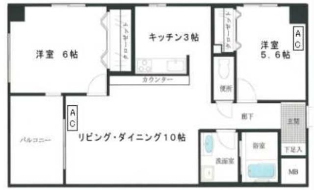 VENT PASSE(2LDK/3階)の間取り写真