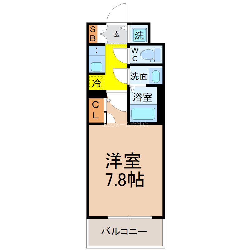 S-RESIDENCE葵(1K/7階)の間取り写真