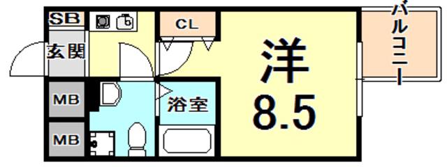 S-FORT西宮(1K/4階)の間取り写真