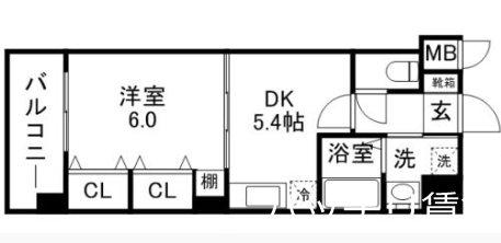 グロースメゾン博多山王(1DK/2階)の間取り写真